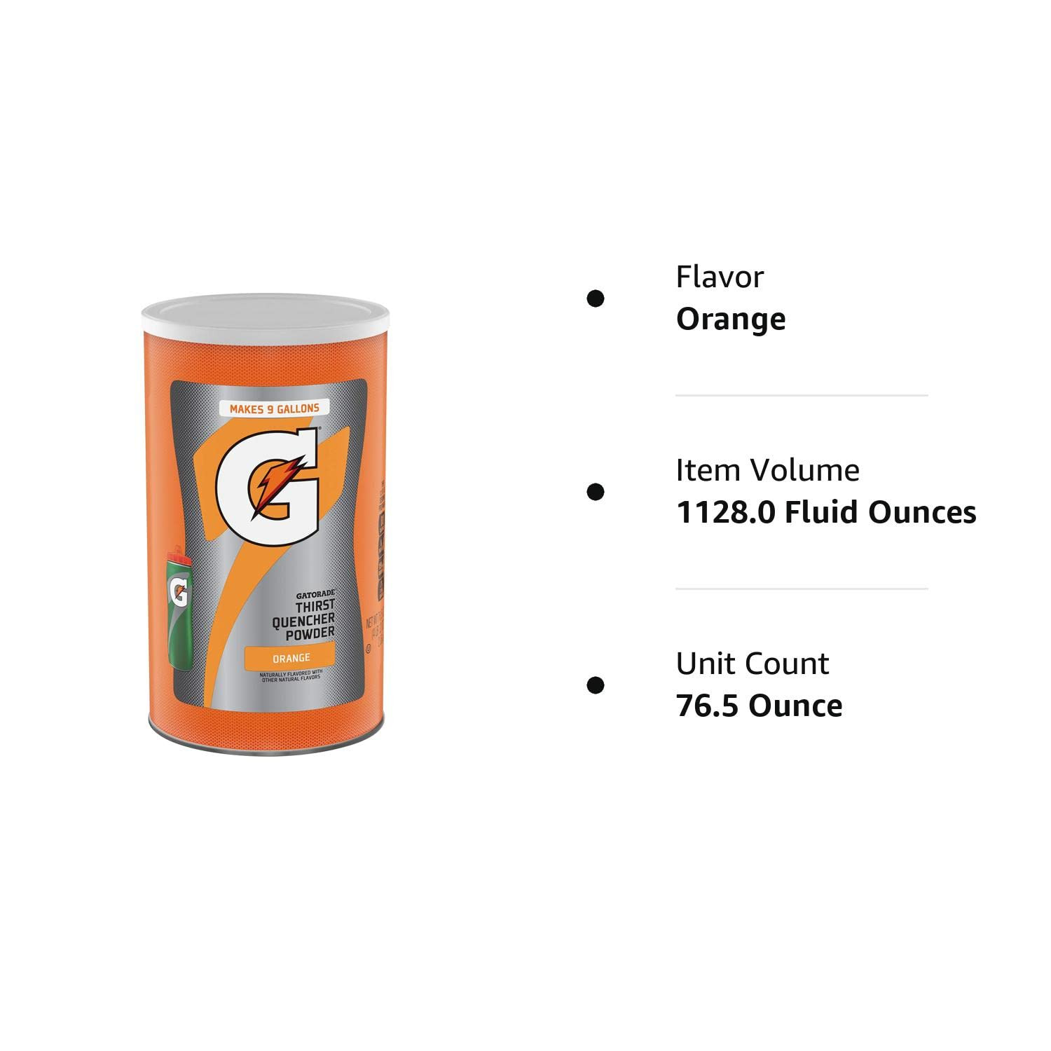 Gatorade Thirst Quencher Powder, Orange, 76.5 oz, Makes 9 Gallons