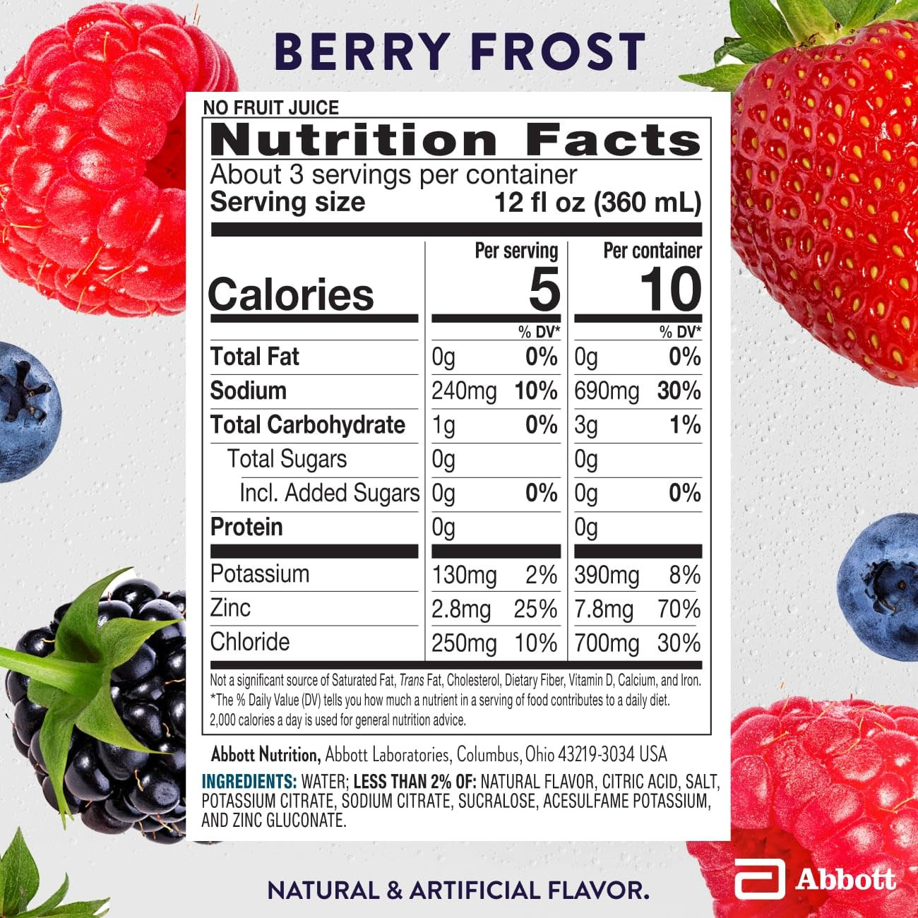 Pedialyte Berry Frost Electrolyte Water Pack Of 4 Zero Sugar Hydration 33.8Oz