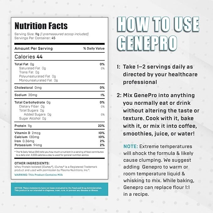 GENEPRO GEN. 3 Unflavored Protein Powder Whey Isolate Supplement (45 Servings)