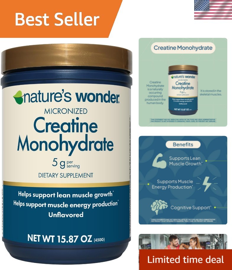 450g Micronized Creatine Monohydrate – Gluten-Free, Lactose-Free Muscle Support