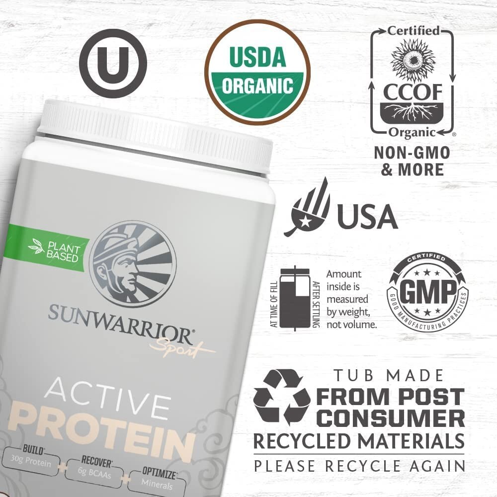 Sunwarrior Pre & Post Workout Active Protein Vegan – Chocolate Protein, 2.2 lbs