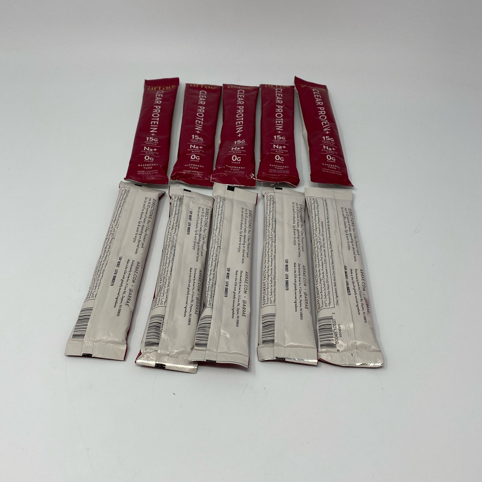 Arrae Clear Protein+ Raspberry Yuzu 15g Sticks, Lot of 10