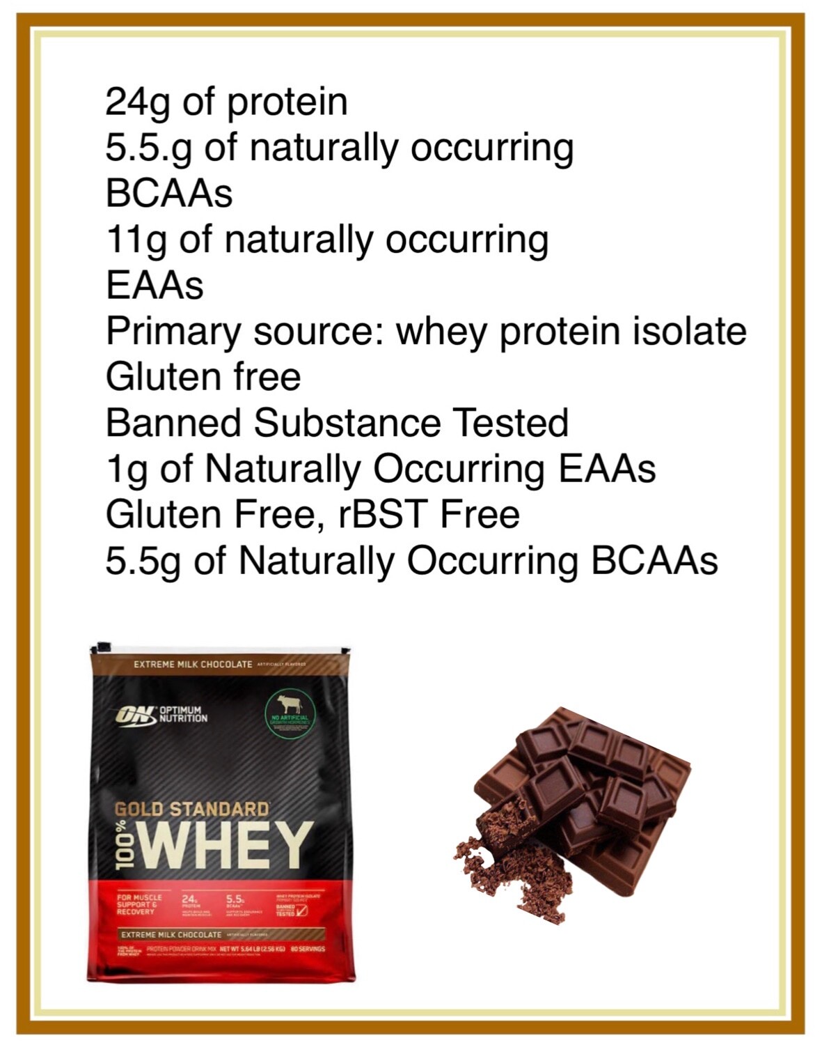 100% Whey Protein, Optimum Nutrition Gold Standard, 80 Servings, 24g Protein