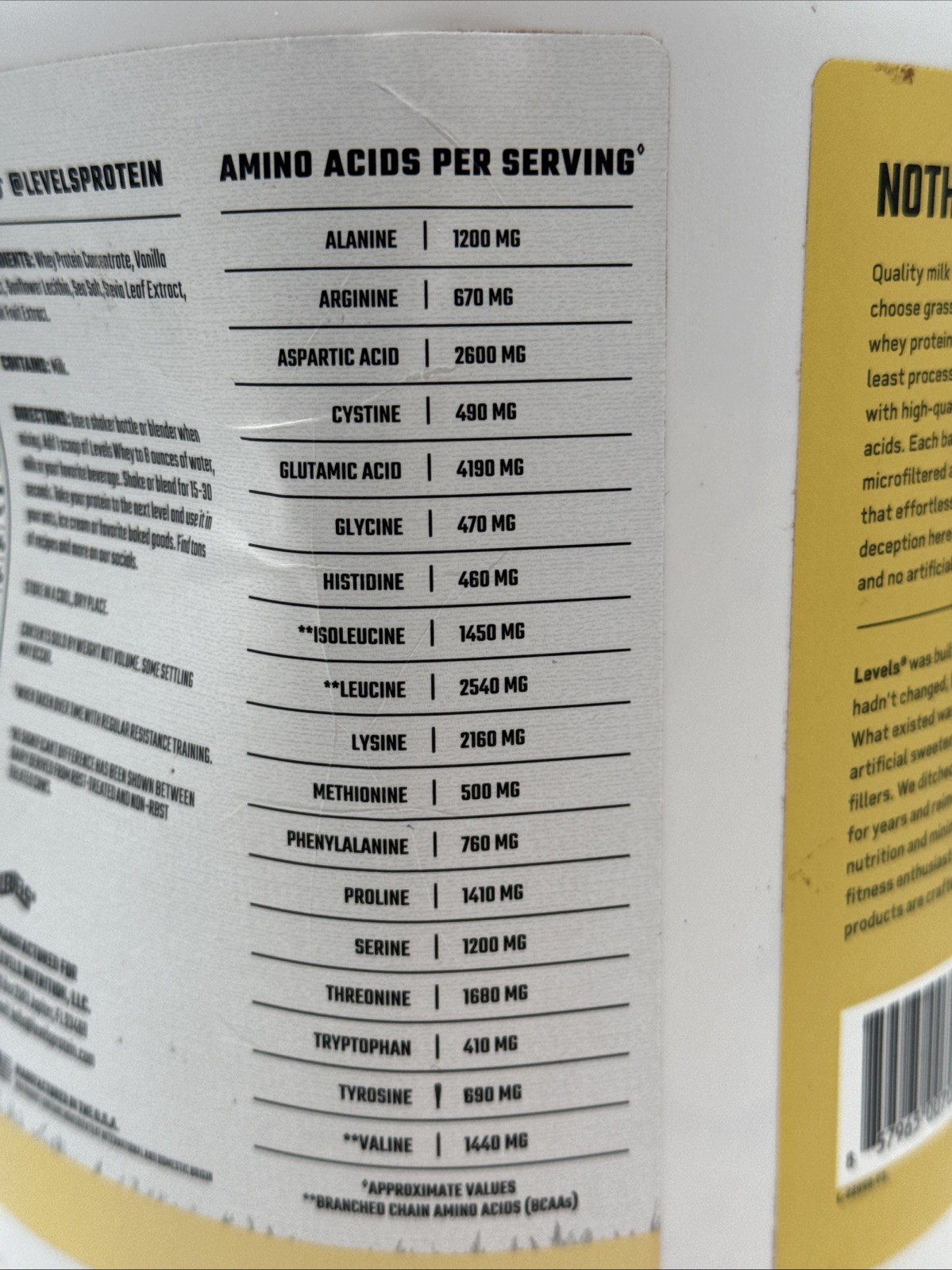Levels Grass Fed Whey Protein Powder, No Artificials, 24G of Protein, Vanilla Be