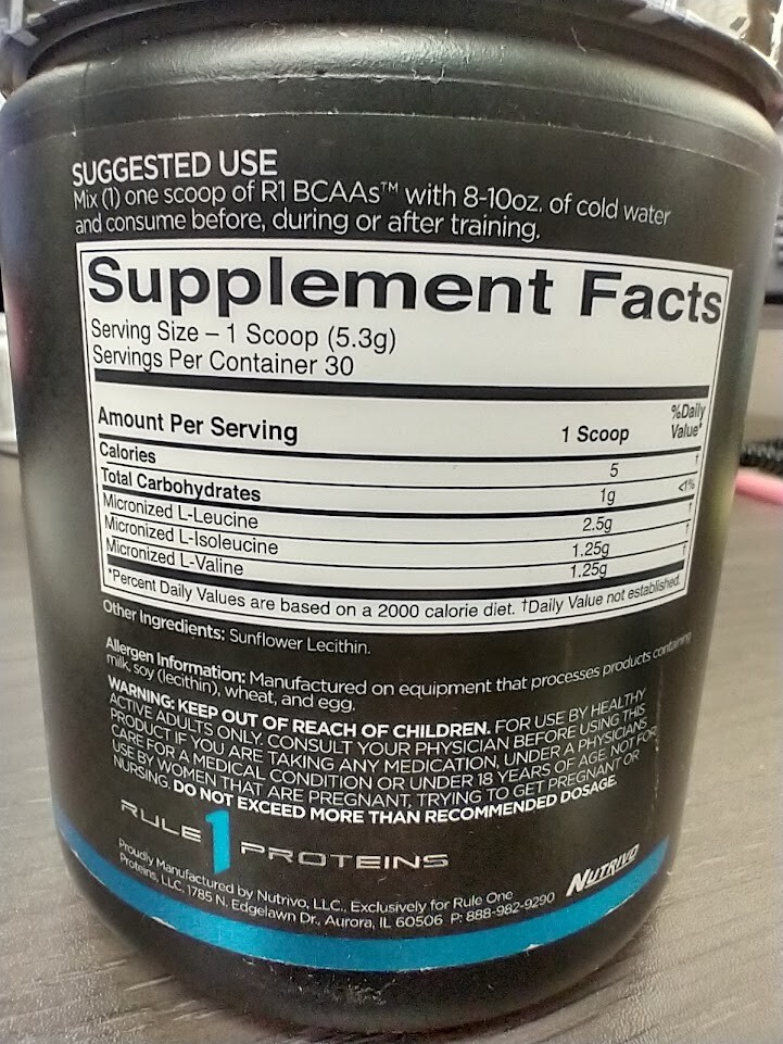 3 Pack Rule 1 BCAA 30 Serv 2:1:1 Pineapple Fruit Punch Unflavored Amino Acid