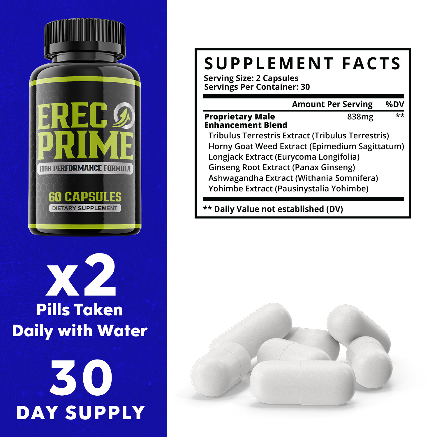 (3 Pack) Erec Prime Formula for Male Virility, Male Performance (180 Capsules))